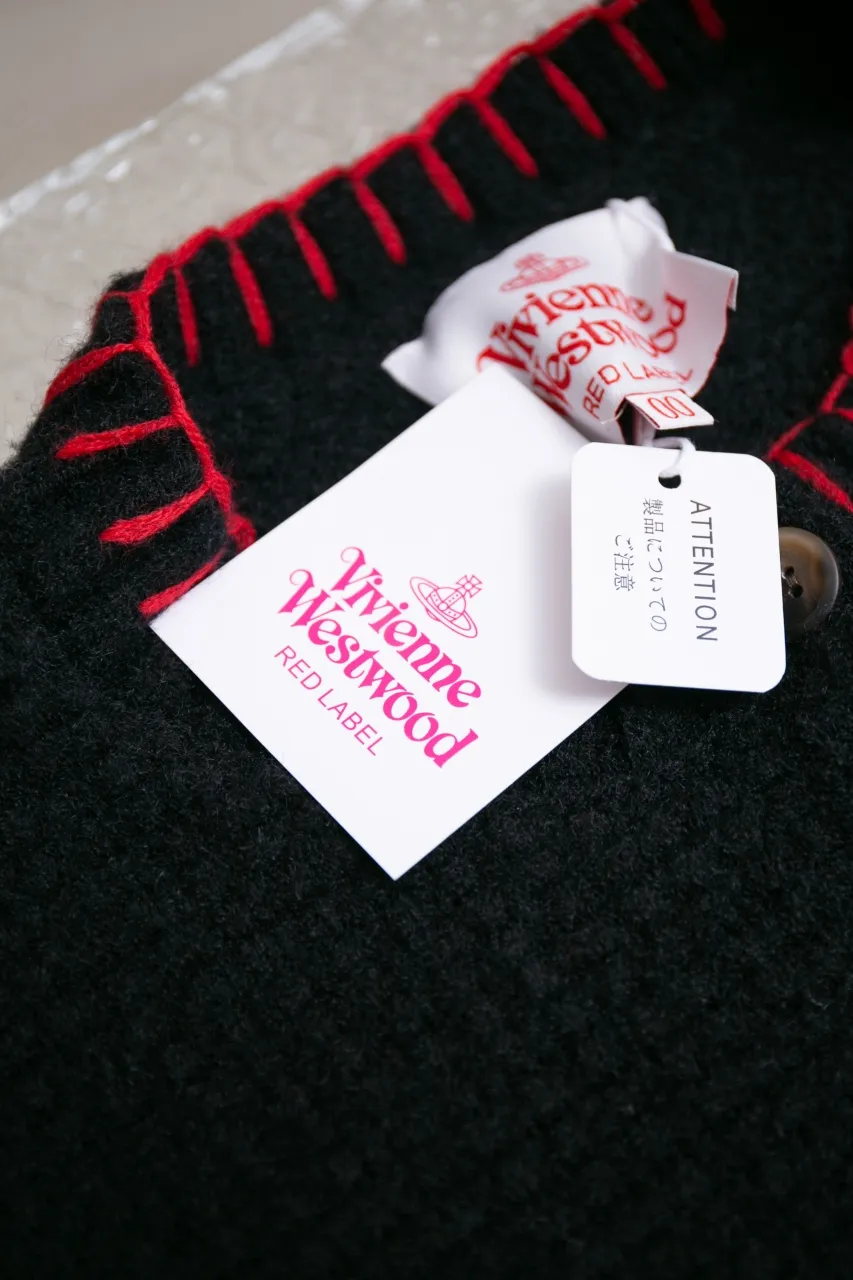 vivienne west wood Queen Mother West 25 Saturn red label limited classic scarf wool knitted short cardigan sweater S M L